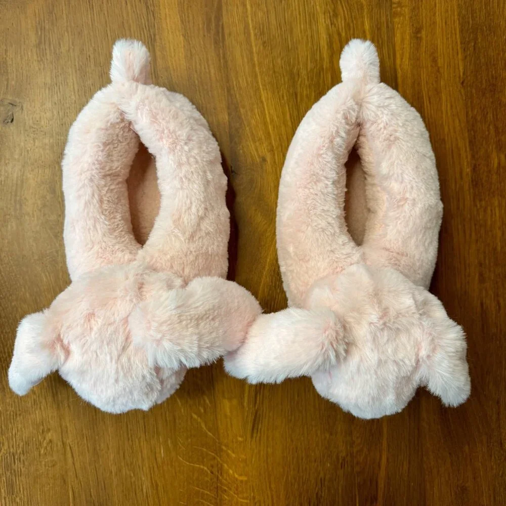 SEED HERITAGE Bunny Rabbit Plush Slippers Girls 7-8Y Soft Pink Faux Fur Slipper
